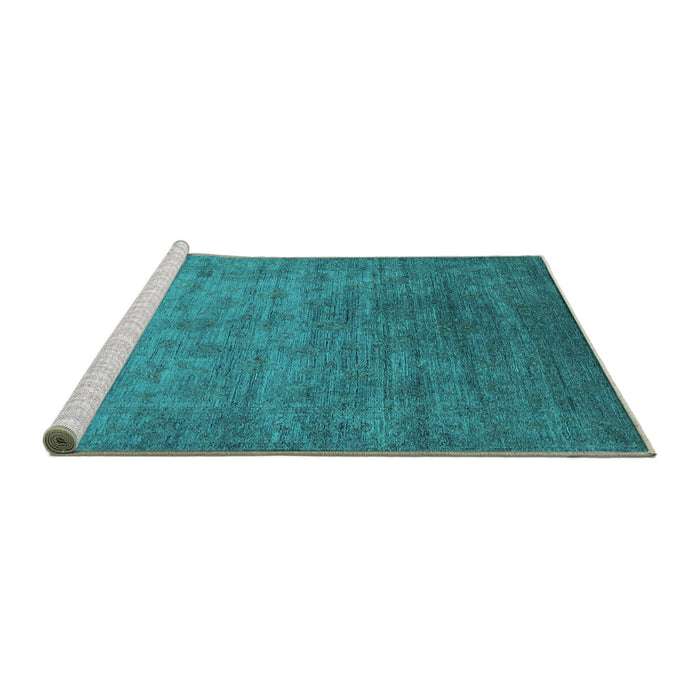 Sideview of Machine Washable Oriental Turquoise Industrial Area Rugs, wshurb1559turq