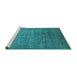 Sideview of Machine Washable Oriental Turquoise Industrial Area Rugs, wshurb1559turq