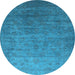 Round Oriental Light Blue Industrial Rug, urb1559lblu