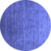 Round Oriental Blue Industrial Rug, urb1559blu