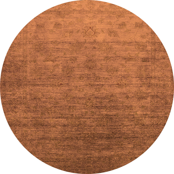 Round Machine Washable Oriental Orange Industrial Area Rugs, wshurb1559org