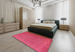 Mid-Century Modern Red Oriental Rug in a Bedroom, urb1560