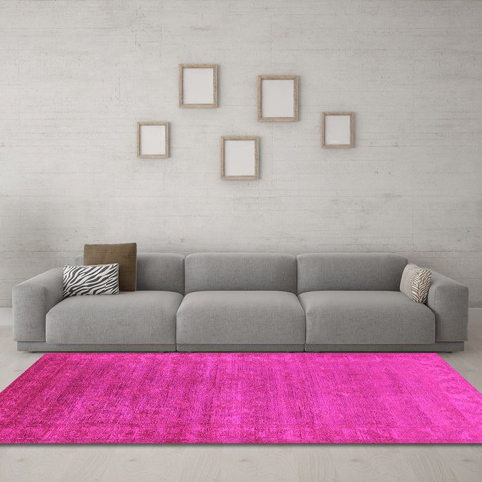 Machine Washable Oriental Pink Industrial Rug in a Living Room, wshurb1560pnk