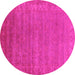 Round Machine Washable Oriental Pink Industrial Rug, wshurb1560pnk