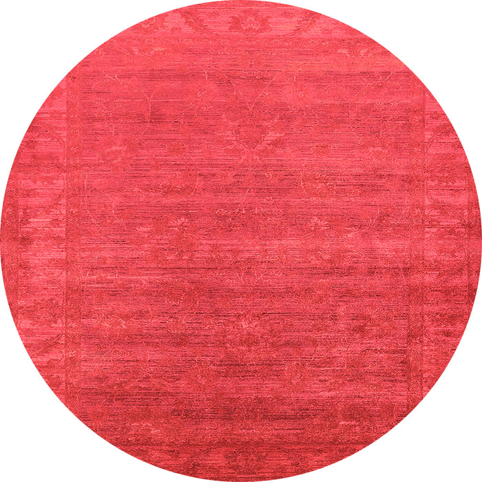 Round Machine Washable Oriental Orange Industrial Area Rugs, wshurb1560org