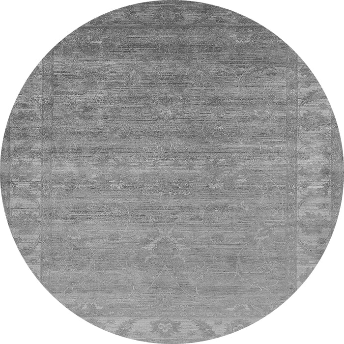 Round Machine Washable Oriental Gray Industrial Rug, wshurb1560gry