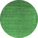 Round Oriental Emerald Green Industrial Rug, urb1560emgrn