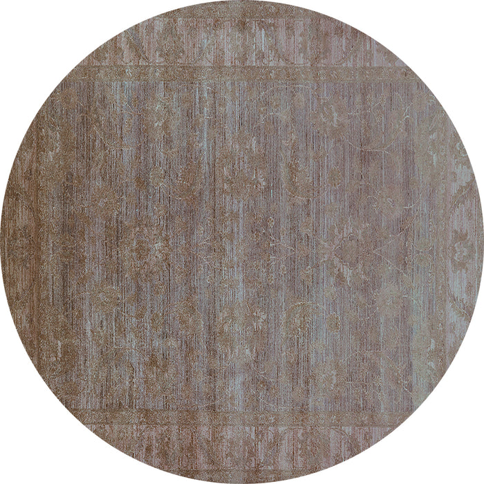 Round Oriental Turquoise Industrial Rug, urb1560turq