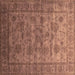 Square Oriental Brown Industrial Rug, urb1561brn