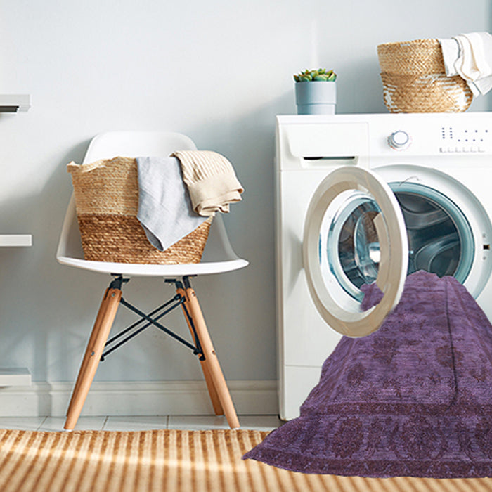 Machine Washable Industrial Modern Lilac Purple Rug in a Washing Machine, wshurb1561