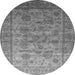 Round Machine Washable Oriental Gray Industrial Rug, wshurb1561gry