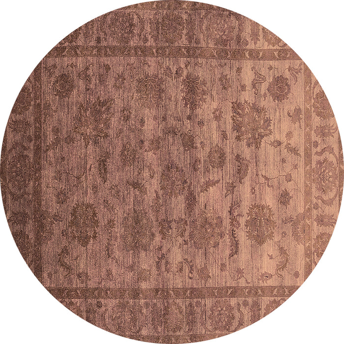 Round Machine Washable Oriental Brown Industrial Rug, wshurb1561brn