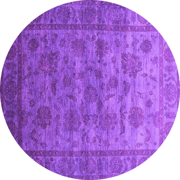 Round Machine Washable Oriental Purple Industrial Area Rugs, wshurb1561pur