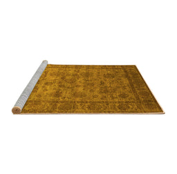 Sideview of Machine Washable Oriental Yellow Industrial Rug, wshurb1561yw