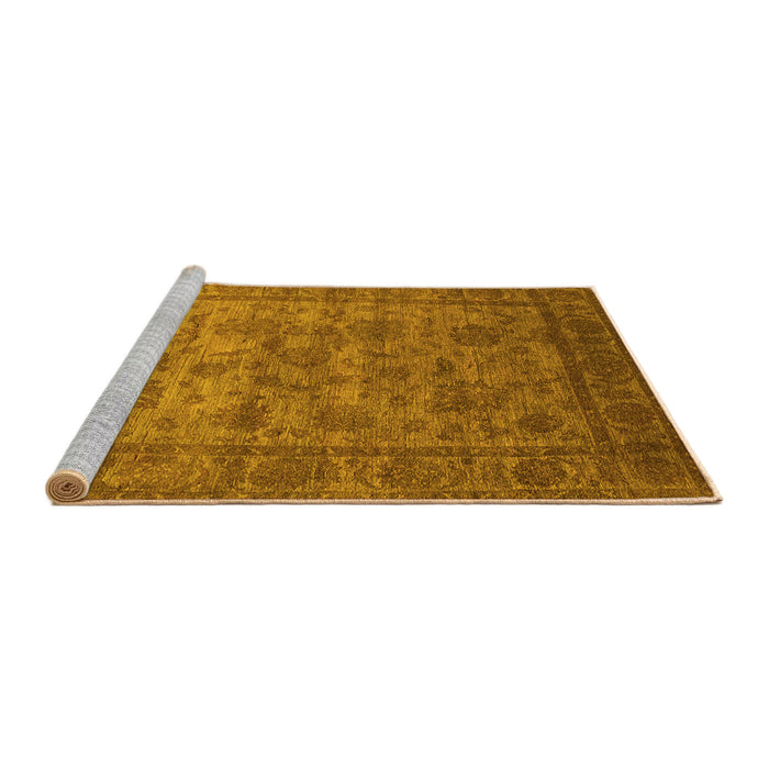 Sideview of Machine Washable Oriental Yellow Industrial Rug, wshurb1561yw