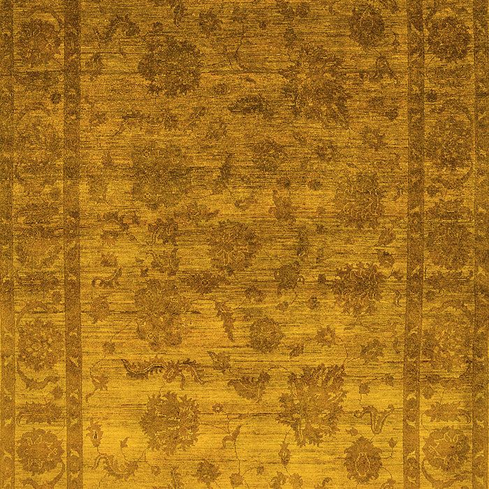 Machine Washable Oriental Yellow Industrial Rug, wshurb1561yw