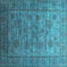 Square Oriental Turquoise Industrial Rug, urb1561turq