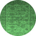 Round Oriental Emerald Green Industrial Rug, urb1561emgrn