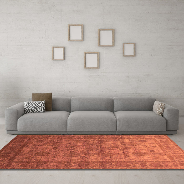 Machine Washable Oriental Orange Industrial Area Rugs in a Living Room, wshurb1561org