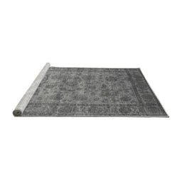 Sideview of Machine Washable Oriental Gray Industrial Rug, wshurb1561gry