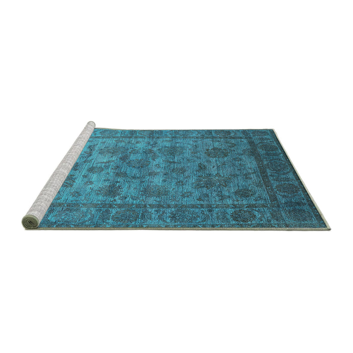 Sideview of Machine Washable Oriental Turquoise Industrial Area Rugs, wshurb1561turq