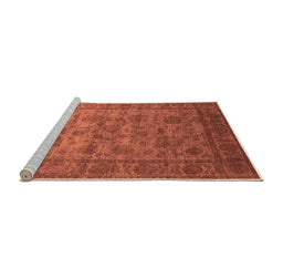 Sideview of Machine Washable Oriental Orange Industrial Area Rugs, wshurb1561org