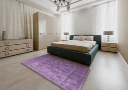Mid-Century Modern Lilac Purple Oriental Rug in a Bedroom, urb1561