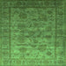 Square Machine Washable Oriental Green Industrial Area Rugs, wshurb1561grn