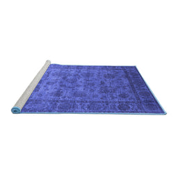 Sideview of Machine Washable Oriental Blue Industrial Rug, wshurb1561blu