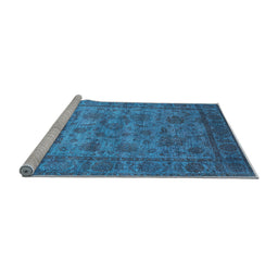 Sideview of Machine Washable Oriental Light Blue Industrial Rug, wshurb1561lblu