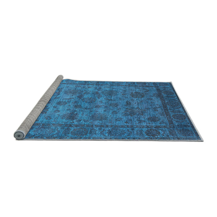 Sideview of Machine Washable Oriental Light Blue Industrial Rug, wshurb1561lblu