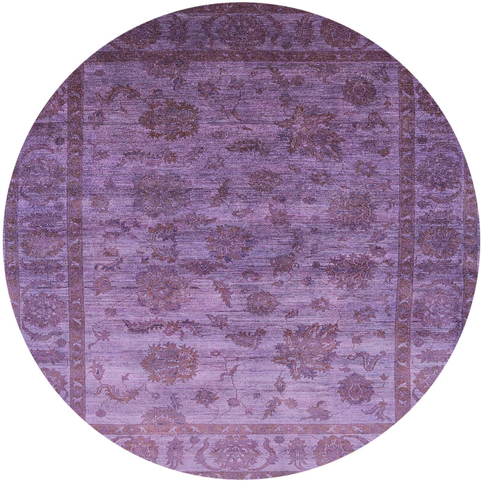 Round Mid-Century Modern Lilac Purple Oriental Rug, urb1561