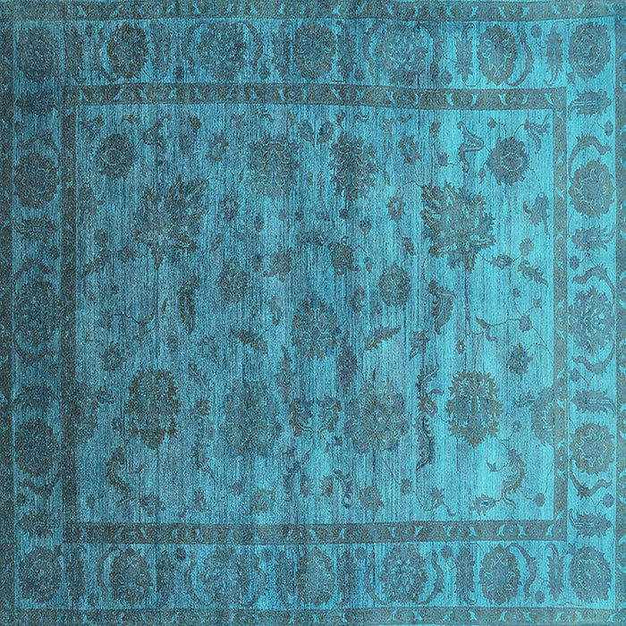 Square Machine Washable Oriental Turquoise Industrial Area Rugs, wshurb1561turq