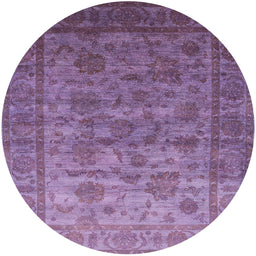 Round Machine Washable Industrial Modern Lilac Purple Rug, wshurb1561