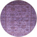 Round Machine Washable Industrial Modern Lilac Purple Rug, wshurb1561