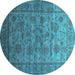 Round Oriental Turquoise Industrial Rug, urb1561turq