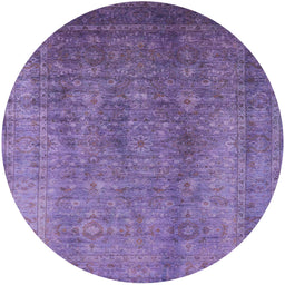 Round Mid-Century Modern Bright Purple Oriental Rug, urb1562