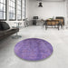 Round Machine Washable Industrial Modern Bright Grape Purple Rug in a Office, wshurb1562