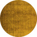 Round Oriental Yellow Industrial Rug, urb1562yw