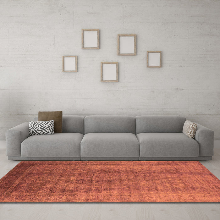 Machine Washable Oriental Orange Industrial Area Rugs in a Living Room, wshurb1562org