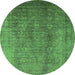 Round Oriental Green Industrial Rug, urb1562grn