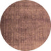 Round Oriental Brown Industrial Rug, urb1562brn