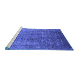 Sideview of Machine Washable Oriental Blue Industrial Rug, wshurb1562blu