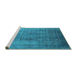 Sideview of Machine Washable Oriental Turquoise Industrial Area Rugs, wshurb1562turq