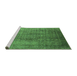 Sideview of Machine Washable Oriental Green Industrial Area Rugs, wshurb1562grn