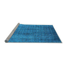 Sideview of Machine Washable Oriental Light Blue Industrial Rug, wshurb1562lblu