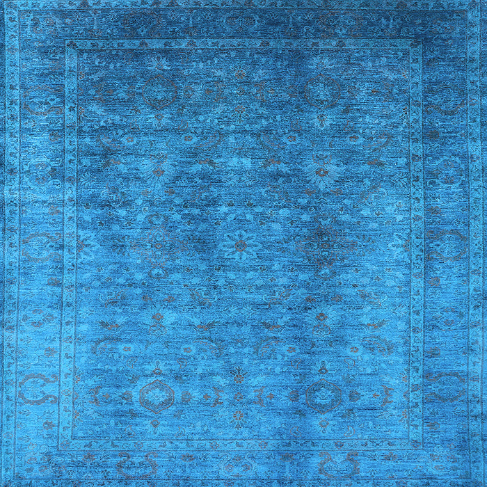 Square Machine Washable Oriental Light Blue Industrial Rug, wshurb1562lblu