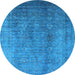 Round Oriental Light Blue Industrial Rug, urb1562lblu