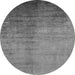 Round Machine Washable Oriental Gray Industrial Rug, wshurb1563gry