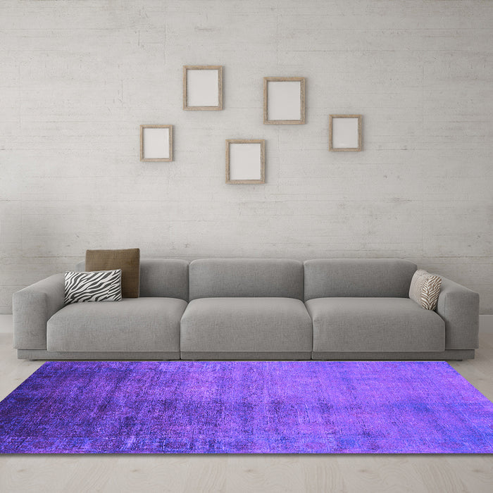 Machine Washable Oriental Purple Industrial Area Rugs in a Living Room, wshurb1563pur